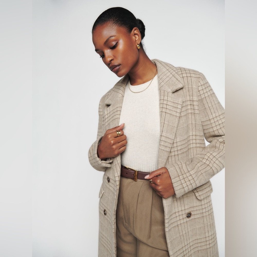 Reformation Plaid Tan Coat